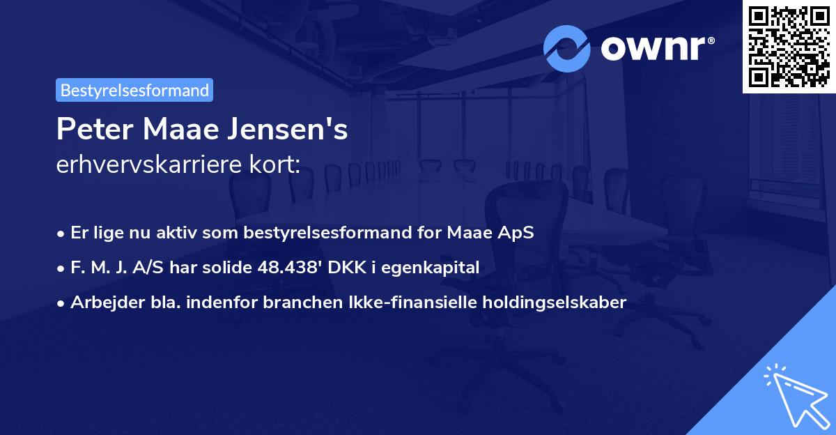 Peter Maae Jensen's erhvervskarriere kort