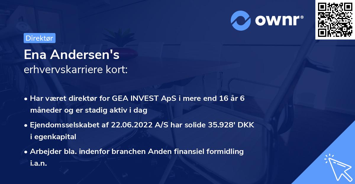 Ena Andersen's erhvervskarriere kort