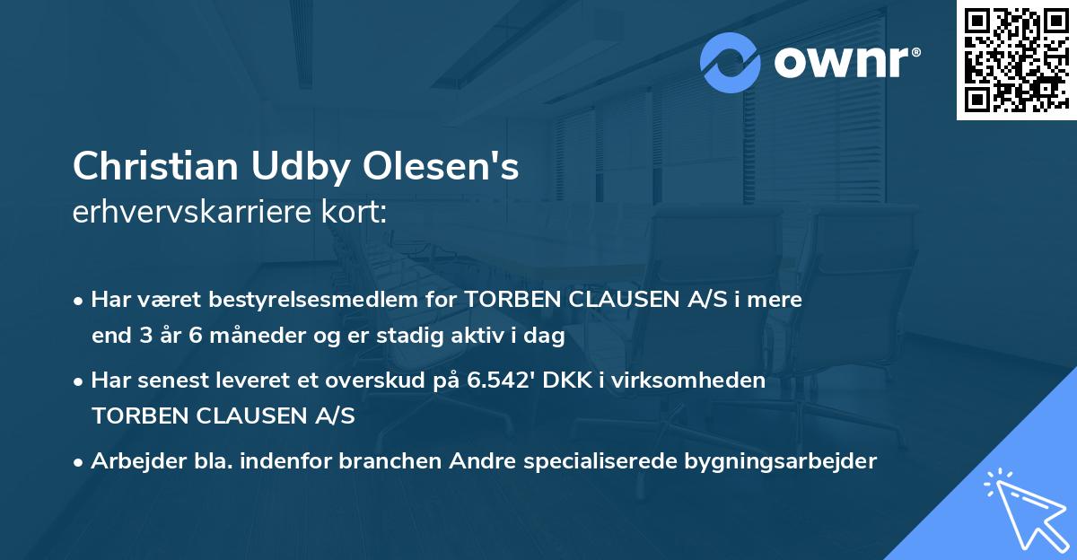 Christian Udby Olesen's erhvervskarriere kort