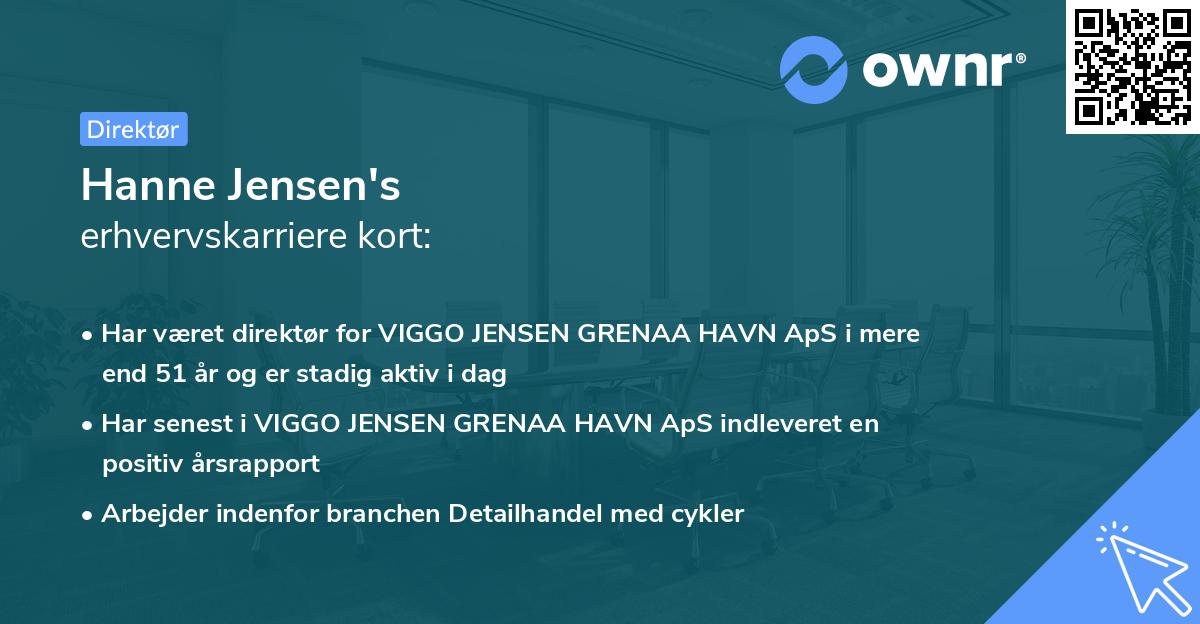 Hanne Jensen's erhvervskarriere kort