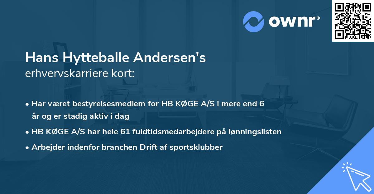Hans Hytteballe Andersen's erhvervskarriere kort
