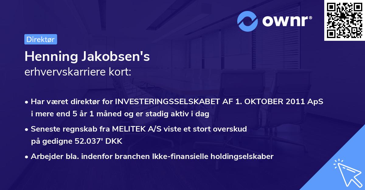 Henning Jakobsen's erhvervskarriere kort