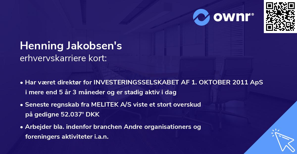 Henning Jakobsen's erhvervskarriere kort