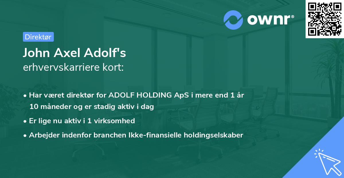 John Axel Adolf's erhvervskarriere kort