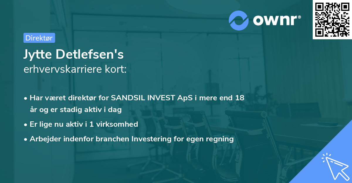 Jytte Detlefsen's erhvervskarriere kort