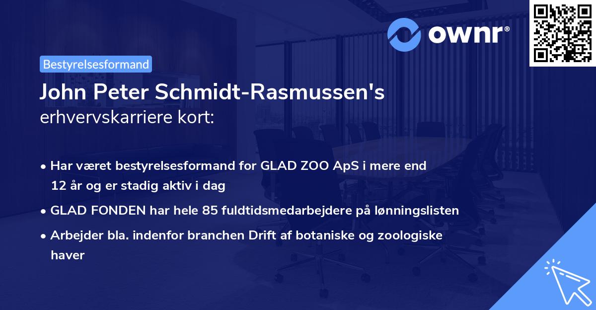 John Peter Schmidt-Rasmussen's erhvervskarriere kort