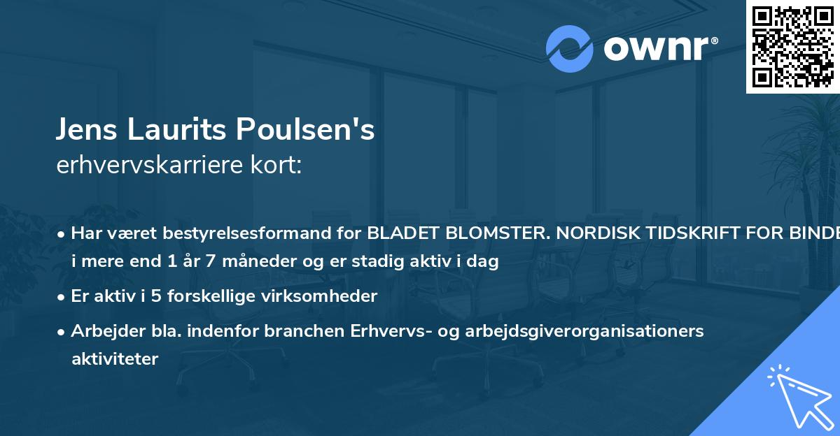 Jens Laurits Poulsen's erhvervskarriere kort