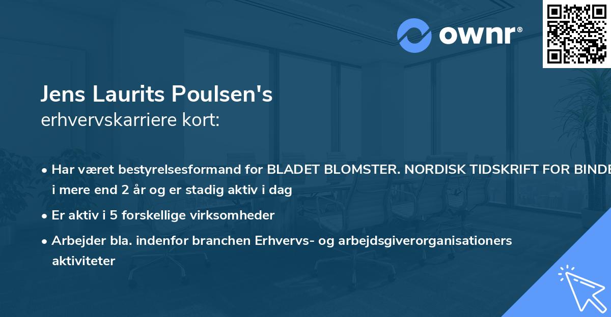 Jens Laurits Poulsen's erhvervskarriere kort