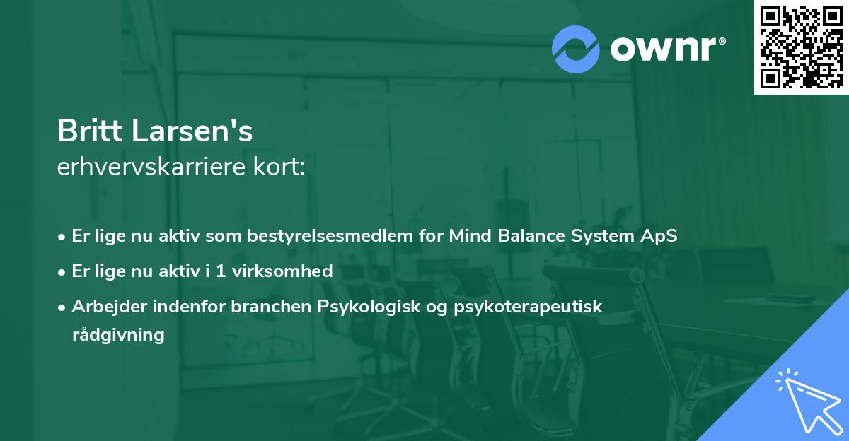 Britt Larsen's erhvervskarriere kort