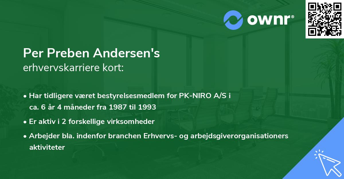 Per Preben Andersen's erhvervskarriere kort