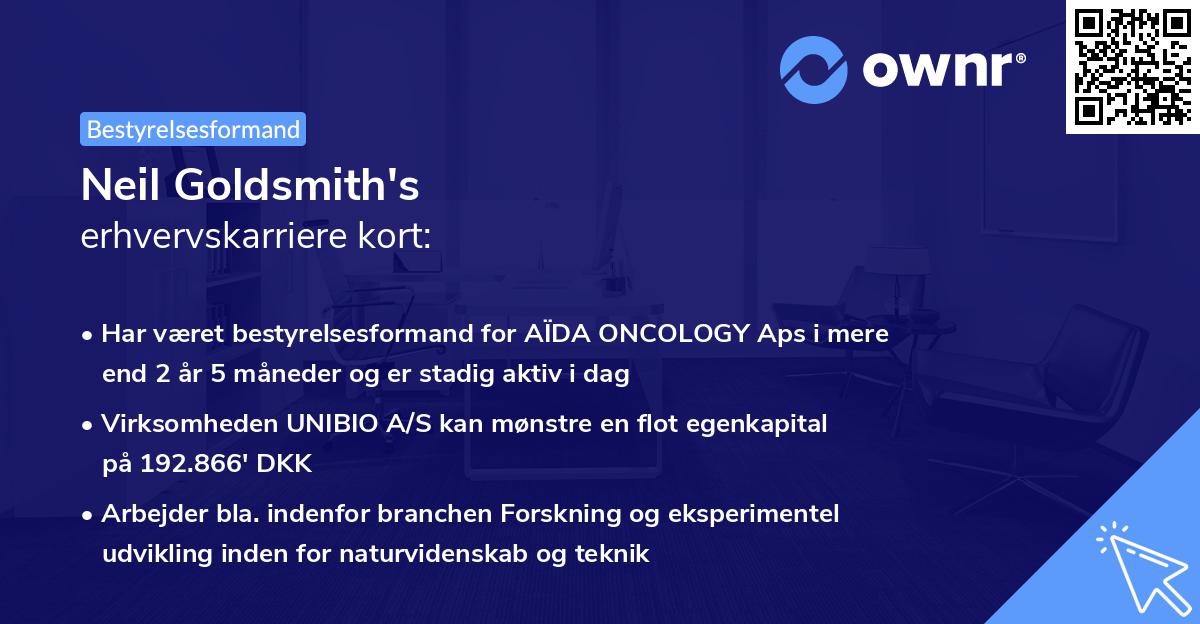 Neil Goldsmith's erhvervskarriere kort