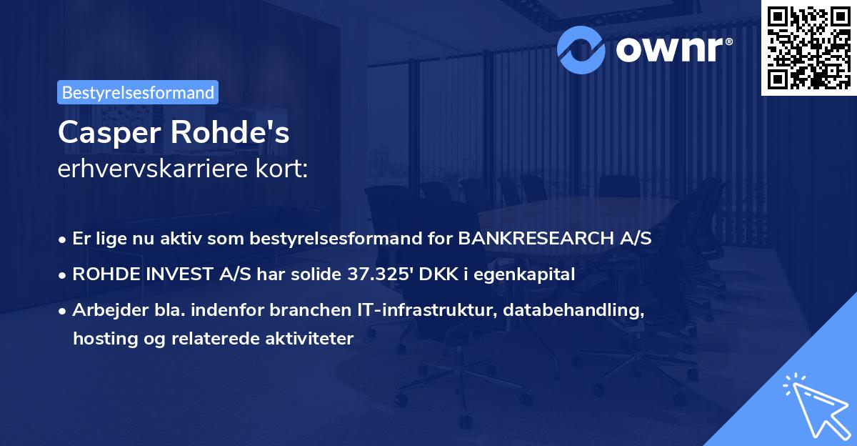 Casper Rohde's erhvervskarriere kort