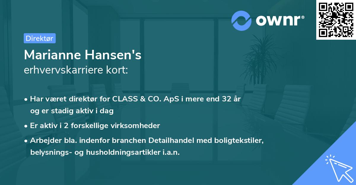 Marianne Hansen's erhvervskarriere kort