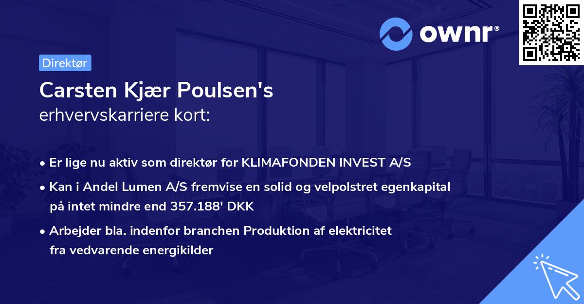 Carsten Kjær Poulsen's erhvervskarriere kort