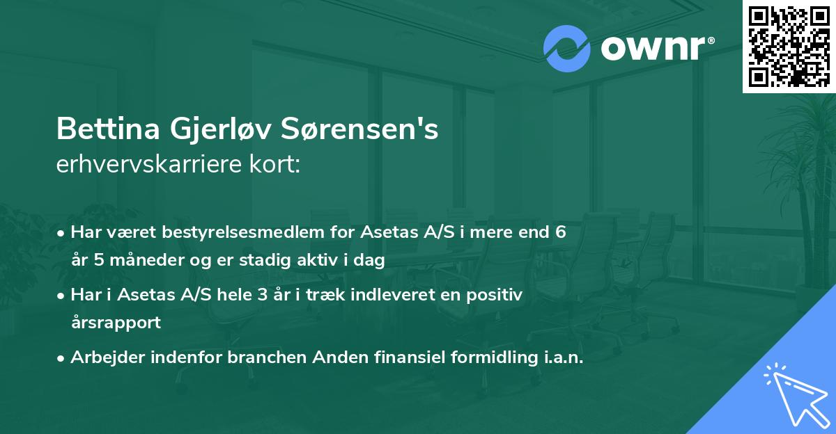 Bettina Gjerløv Sørensen's erhvervskarriere kort