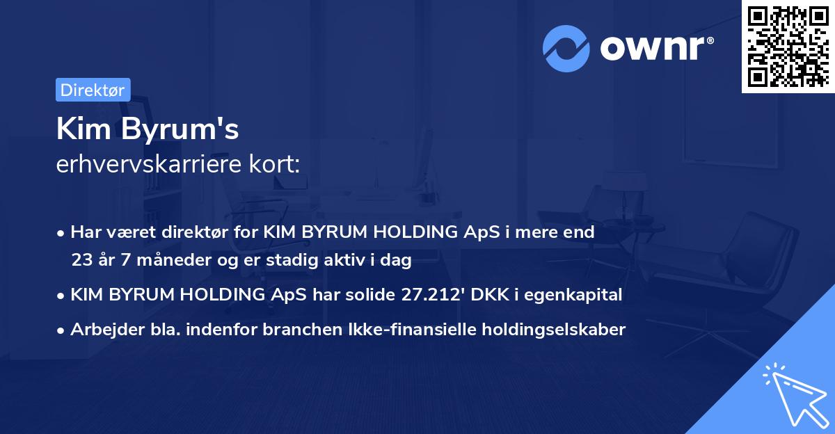 Kim Byrum's erhvervskarriere kort