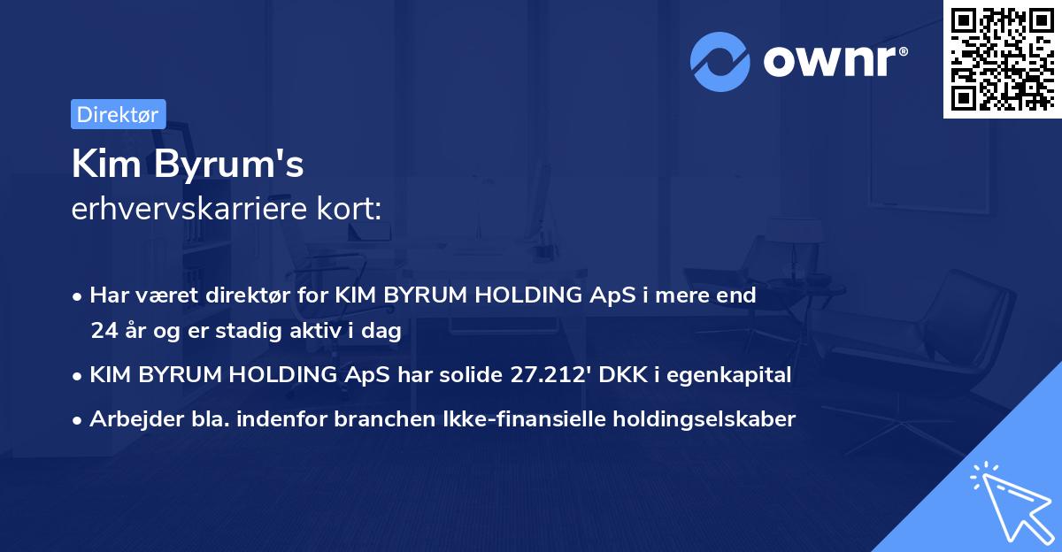 Kim Byrum's erhvervskarriere kort