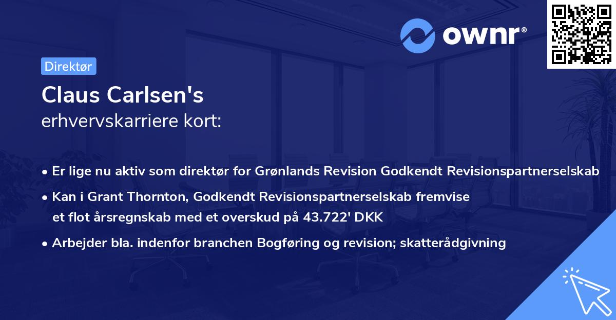 Claus Carlsen's erhvervskarriere kort