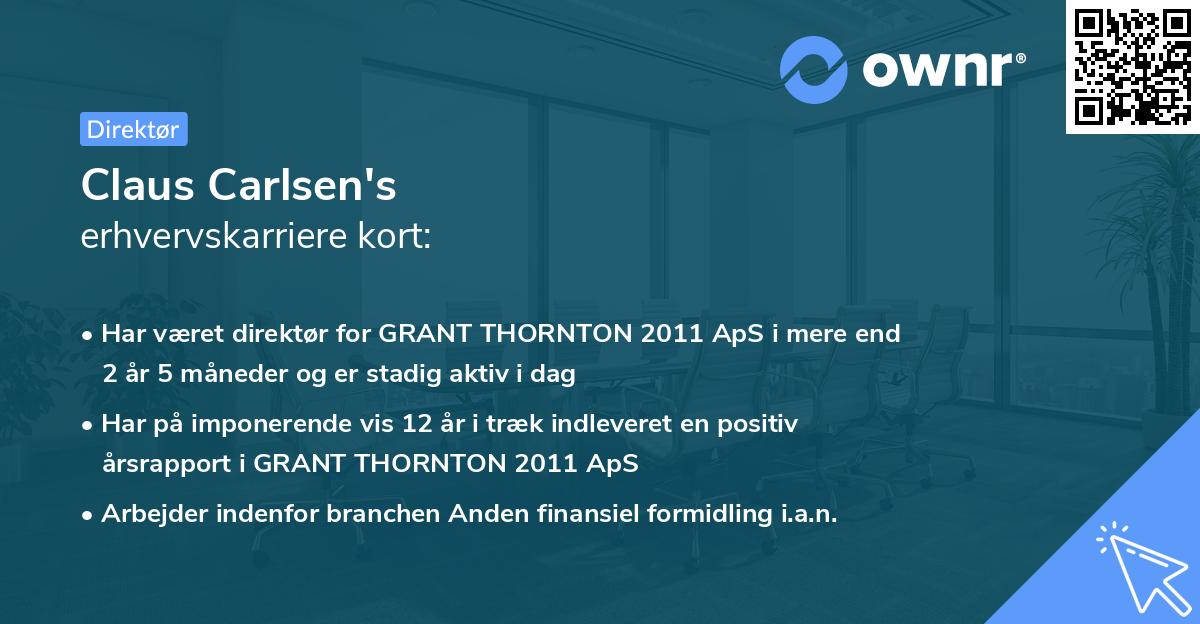 Claus Carlsen's erhvervskarriere kort