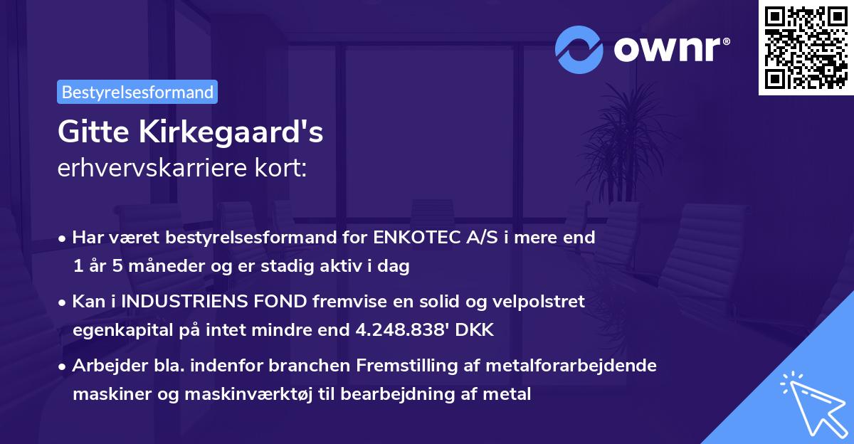 Gitte Kirkegaard's erhvervskarriere kort