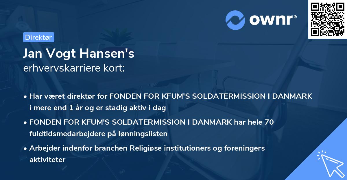 Jan Vogt Hansen's erhvervskarriere kort