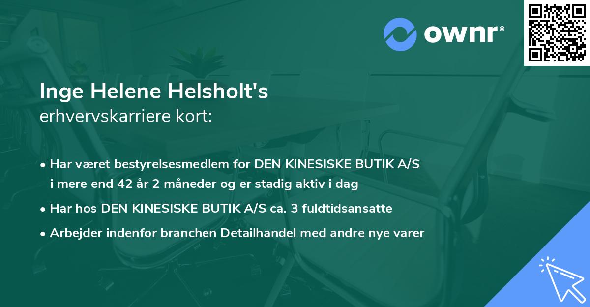 Inge Helene Helsholt's erhvervskarriere kort