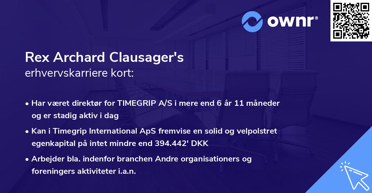 Rex Archard Clausager's erhvervskarriere kort