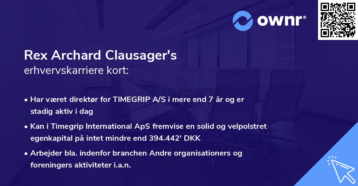 Rex Archard Clausager's erhvervskarriere kort