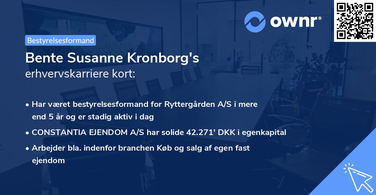 Bente Susanne Kronborg's erhvervskarriere kort