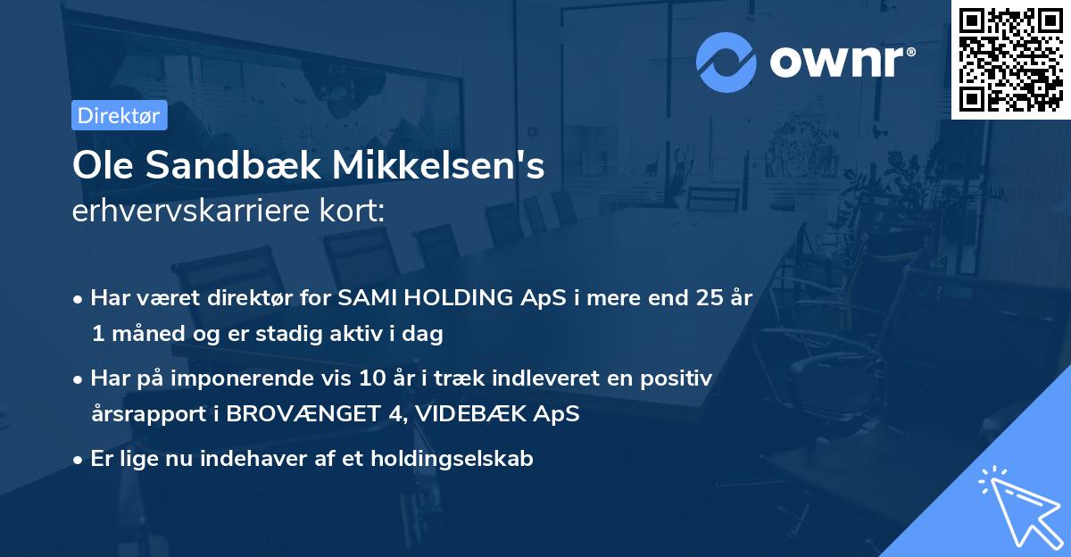 Ole Sandbæk Mikkelsen's erhvervskarriere kort