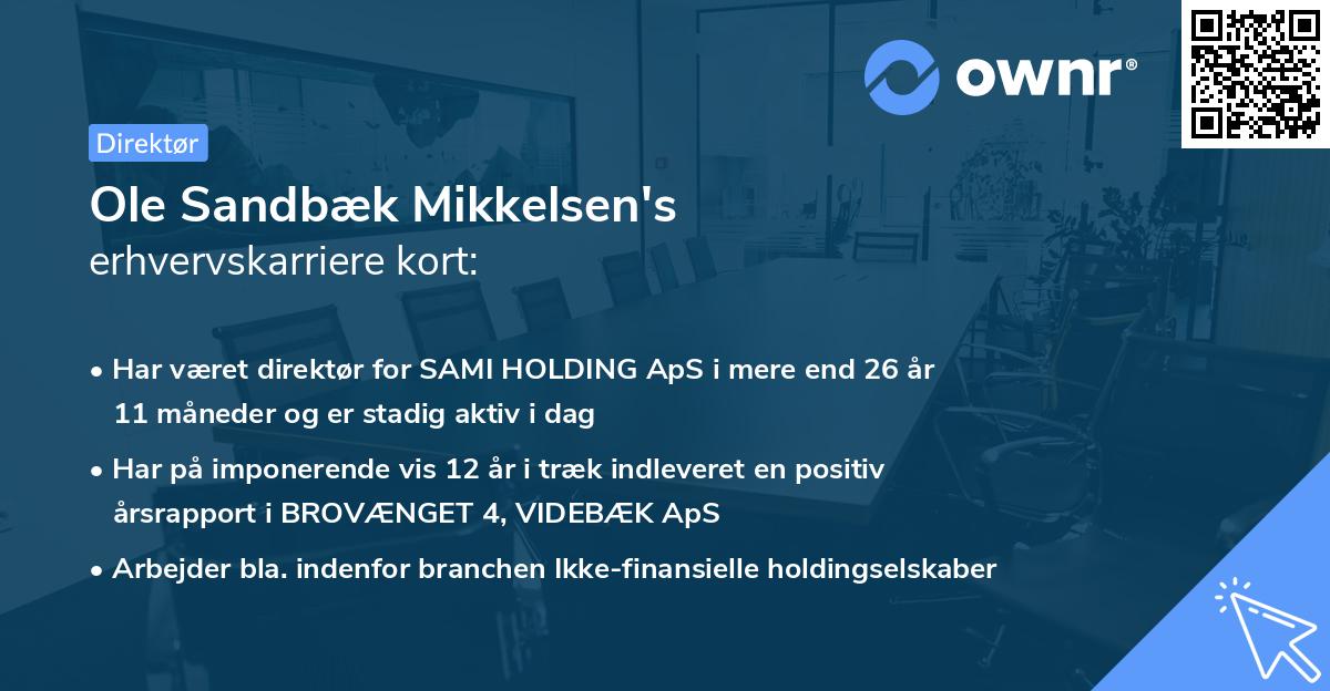 Ole Sandbæk Mikkelsen's erhvervskarriere kort