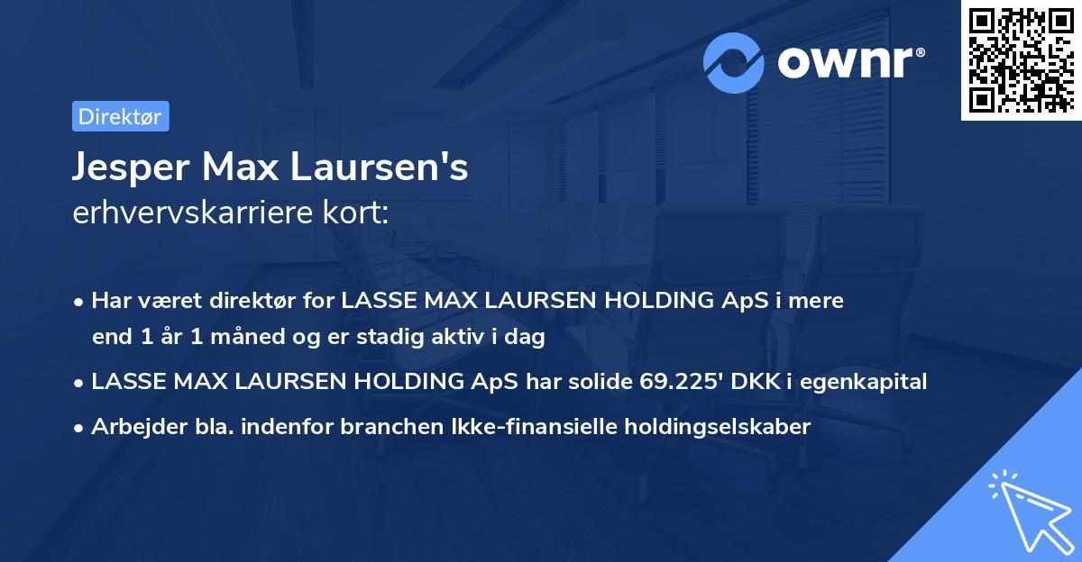 Jesper Max Laursen's erhvervskarriere kort