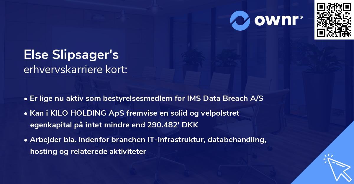 Else Slipsager's erhvervskarriere kort