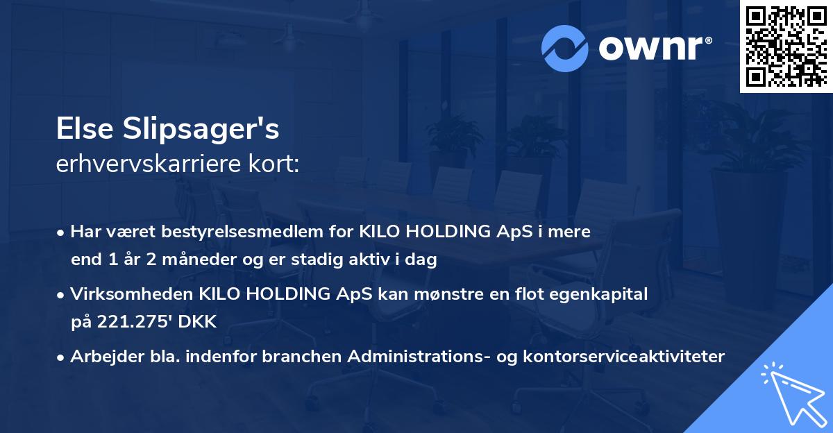 Else Slipsager's erhvervskarriere kort