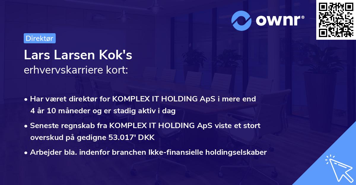 Lars Larsen Kok's erhvervskarriere kort
