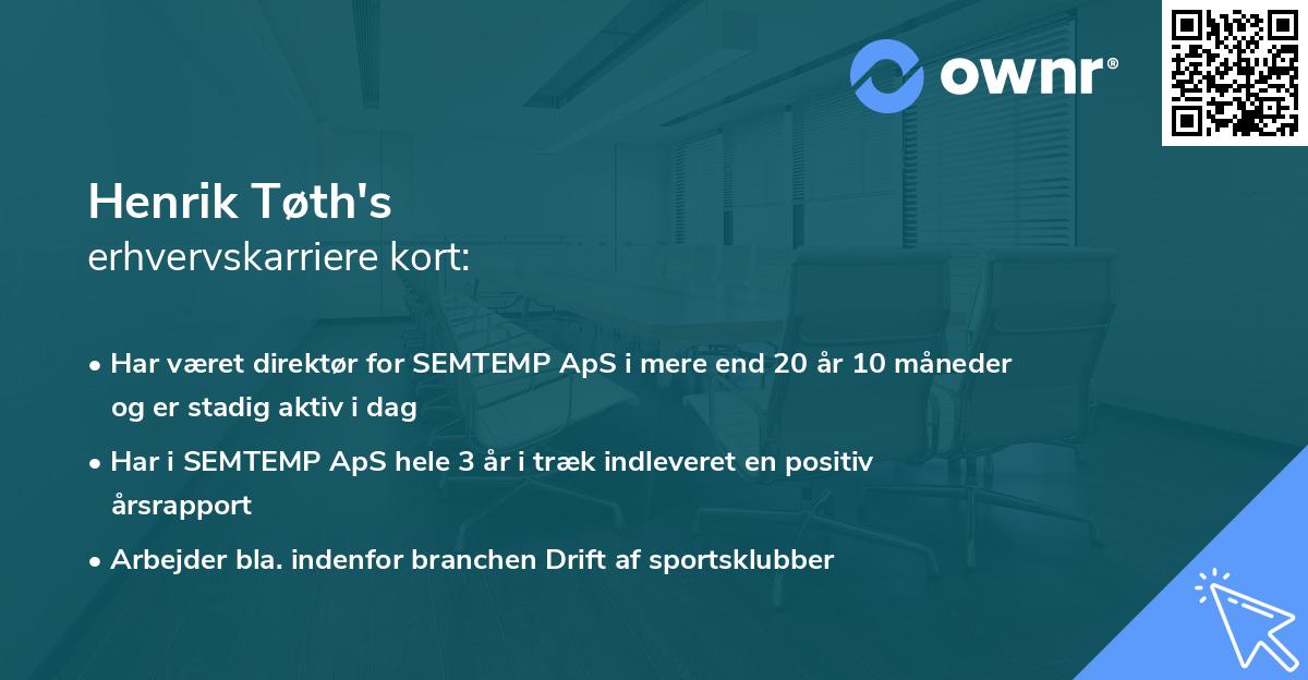 Henrik Tøth's erhvervskarriere kort