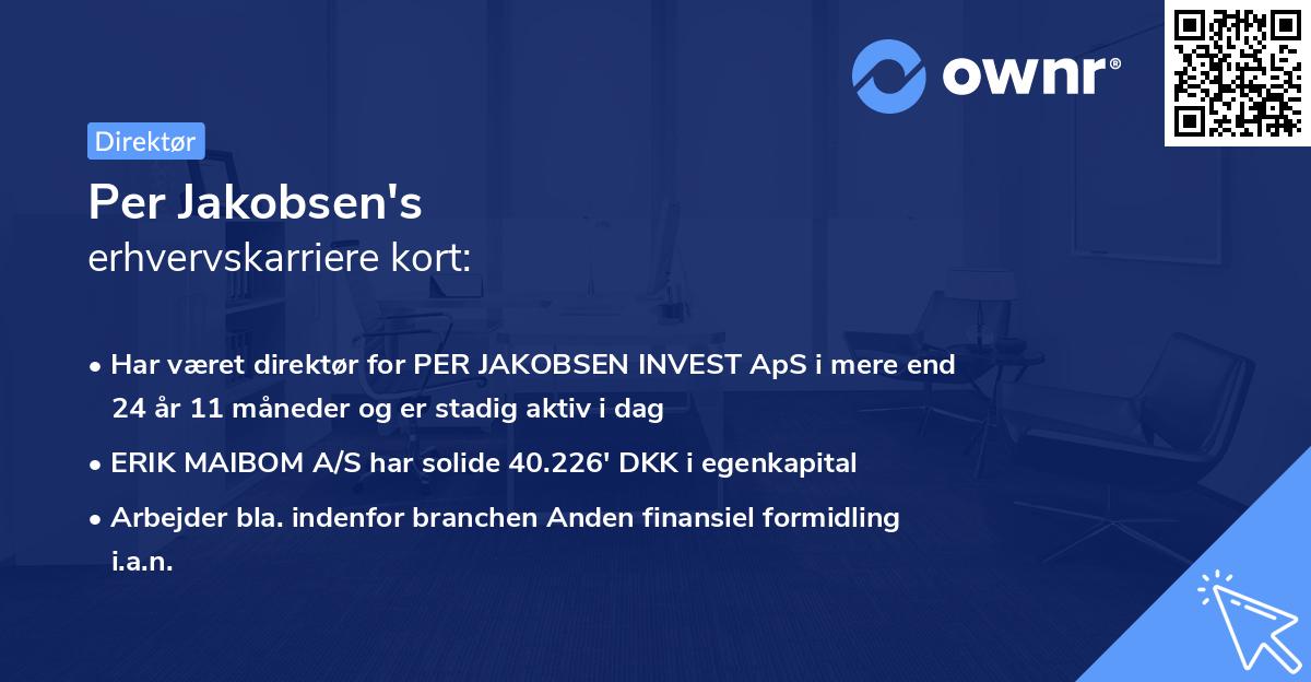 Per Jakobsen's erhvervskarriere kort