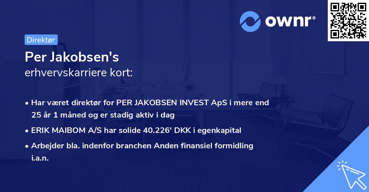 Per Jakobsen's erhvervskarriere kort