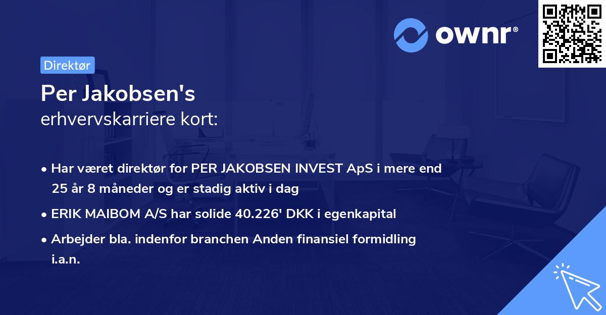 Per Jakobsen's erhvervskarriere kort