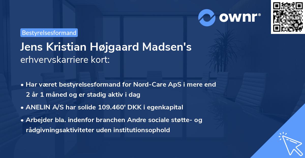 Jens Kristian Højgaard Madsen's erhvervskarriere kort