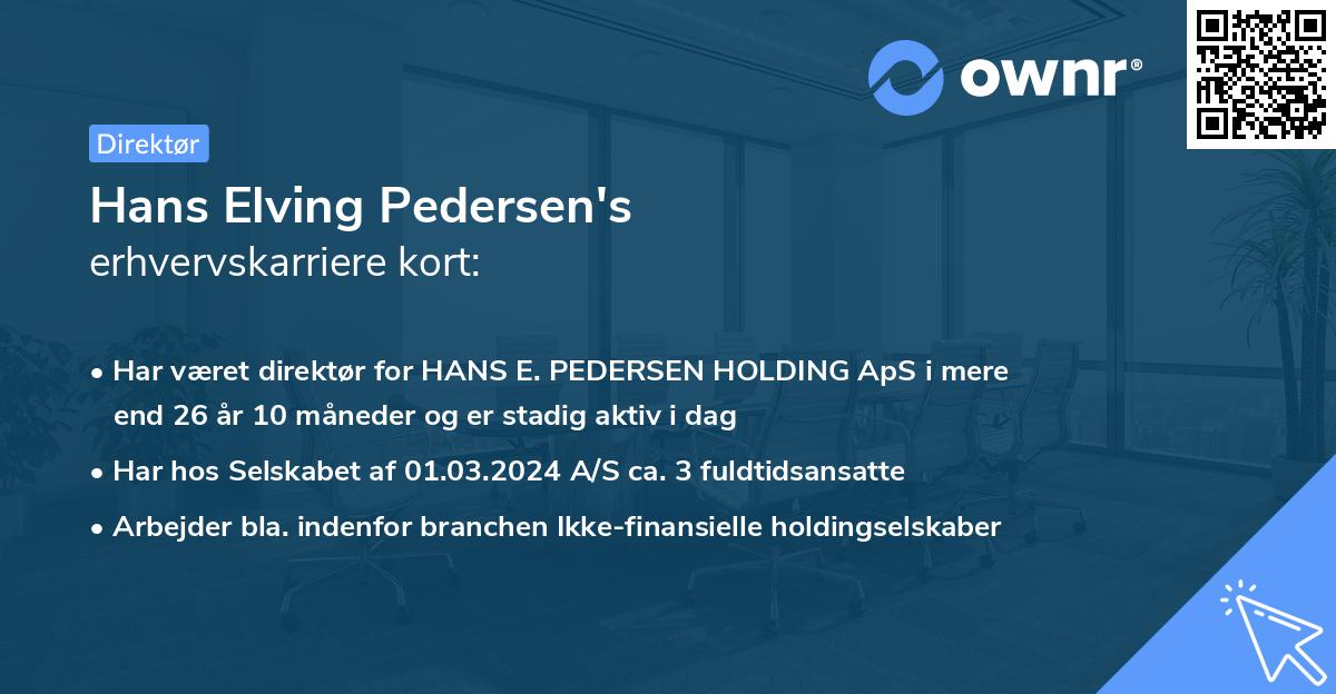 Hans Elving Pedersen's erhvervskarriere kort