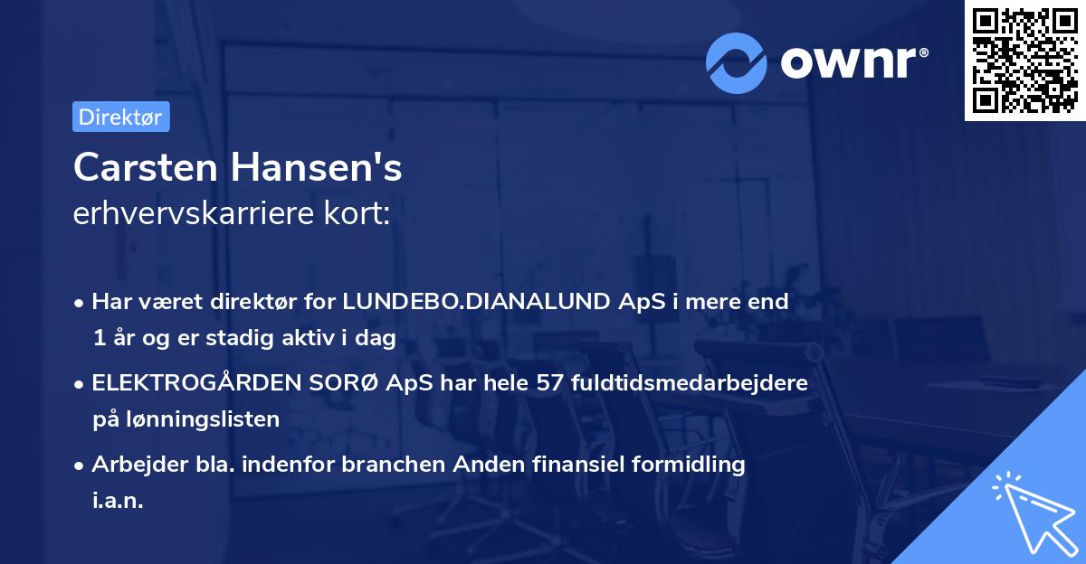 Carsten Hansen's erhvervskarriere kort