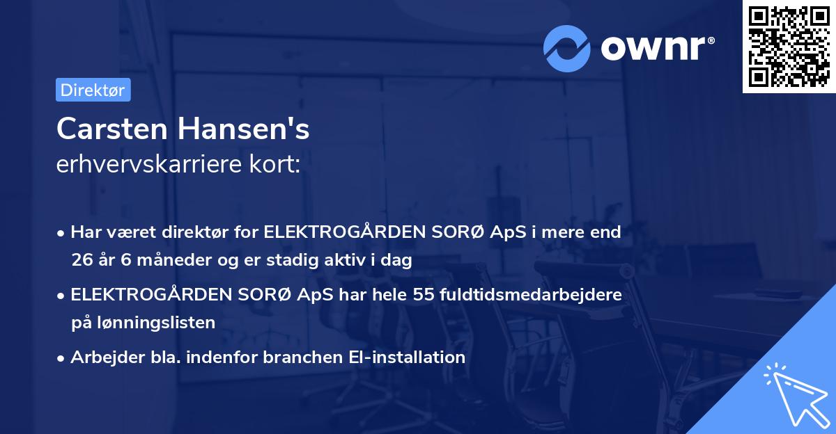 Carsten Hansen's erhvervskarriere kort