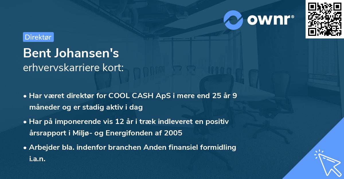 Bent Johansen's erhvervskarriere kort