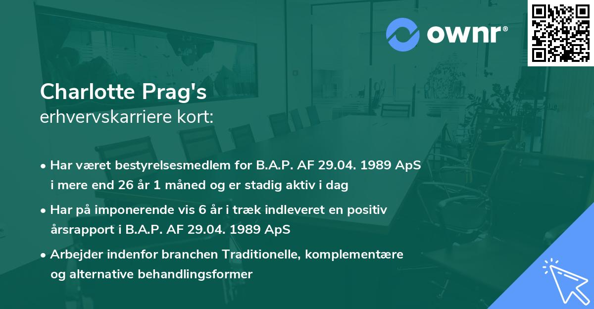 Charlotte Prag's erhvervskarriere kort