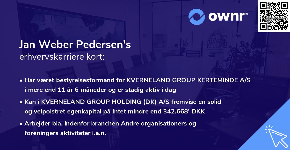 Jan Weber Pedersen's erhvervskarriere kort