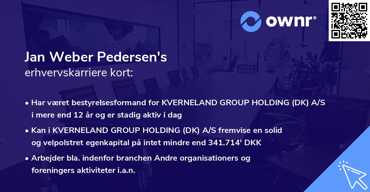 Jan Weber Pedersen's erhvervskarriere kort