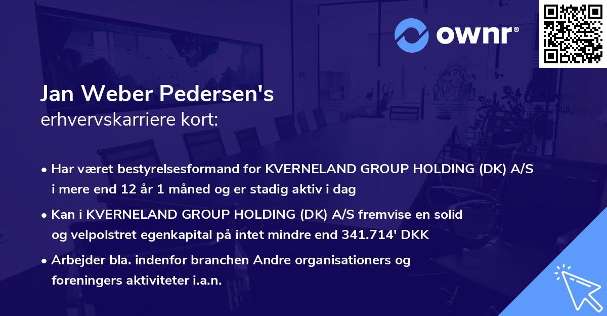 Jan Weber Pedersen's erhvervskarriere kort