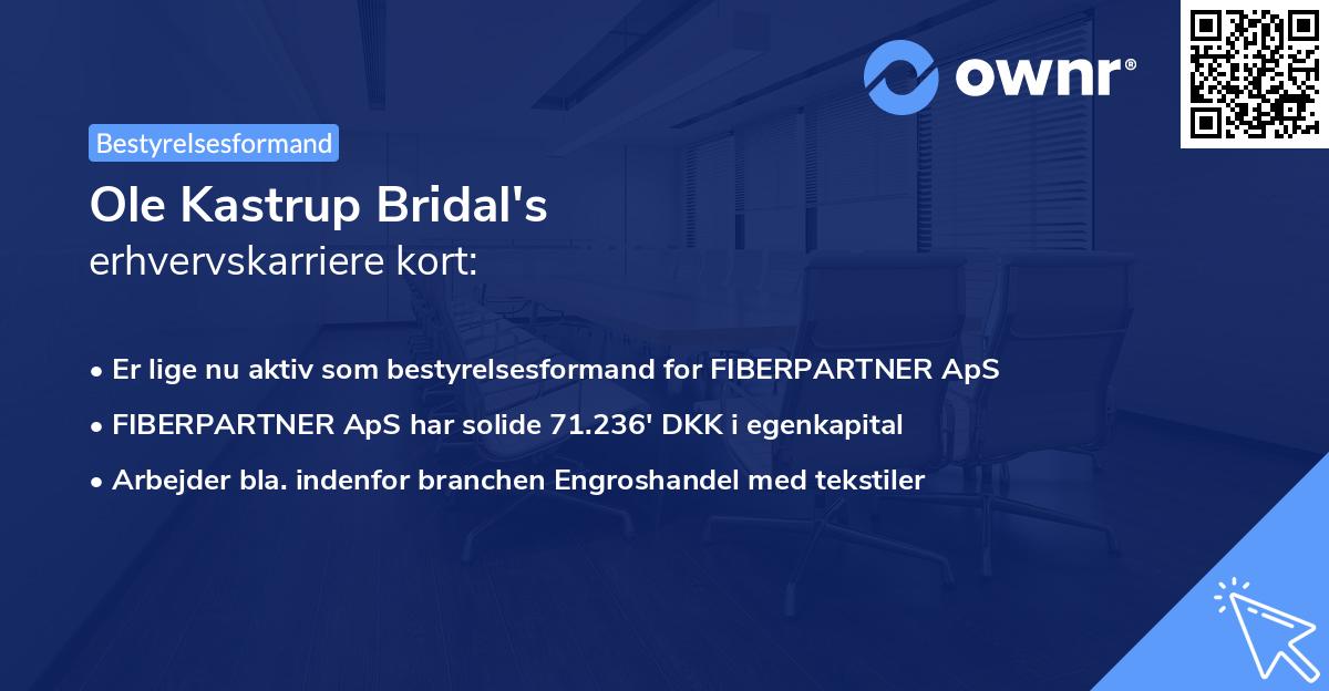 Ole Kastrup Bridal's erhvervskarriere kort