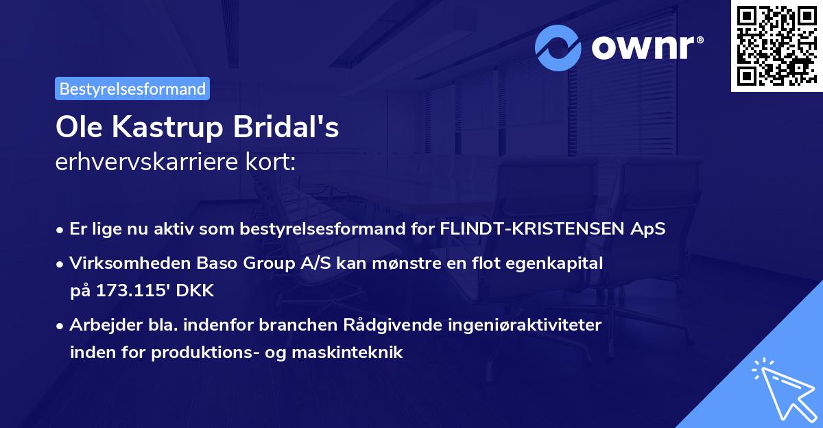Ole Kastrup Bridal's erhvervskarriere kort